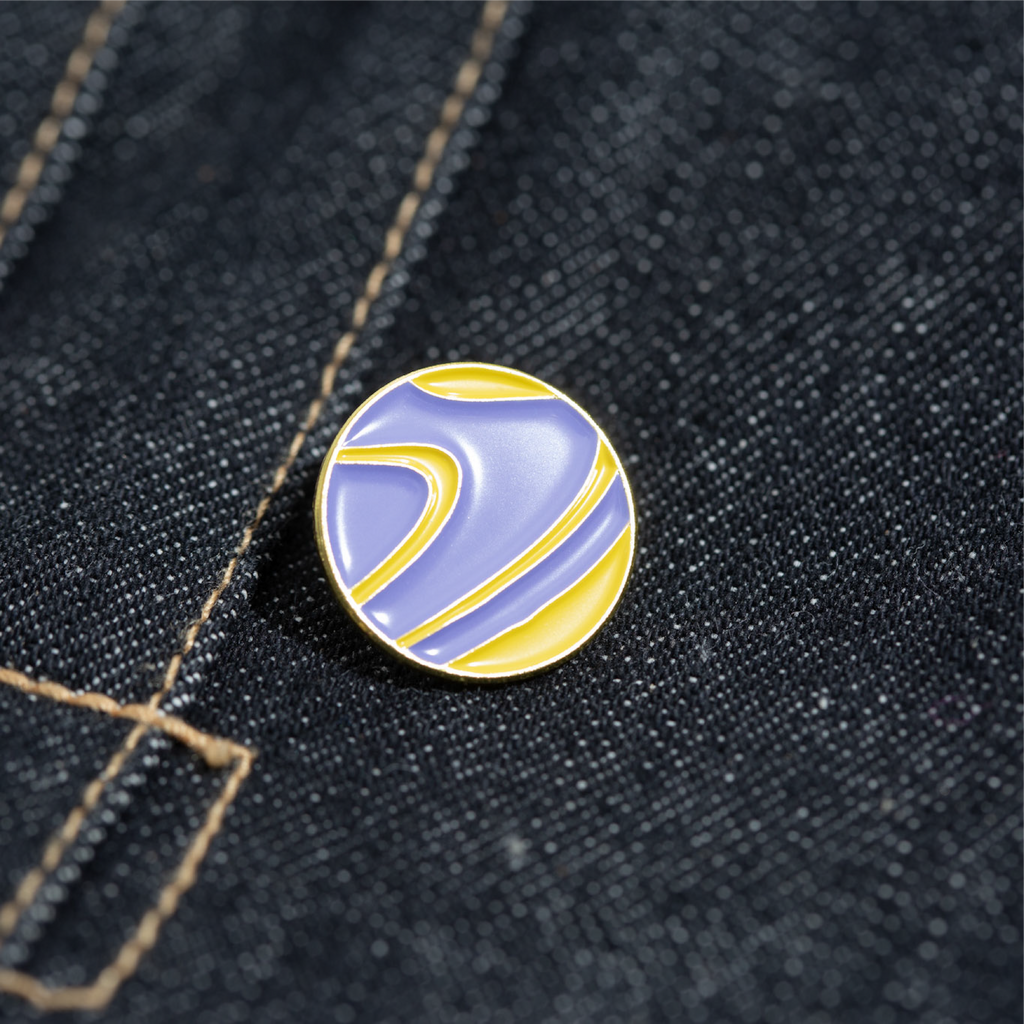 ICON: Purple & Yellow Swirl Pin Badge