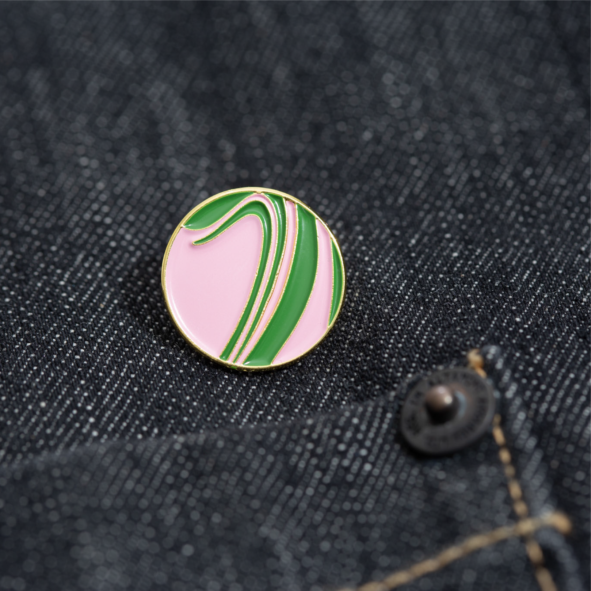 Pink & Green Swirl Pin Badge