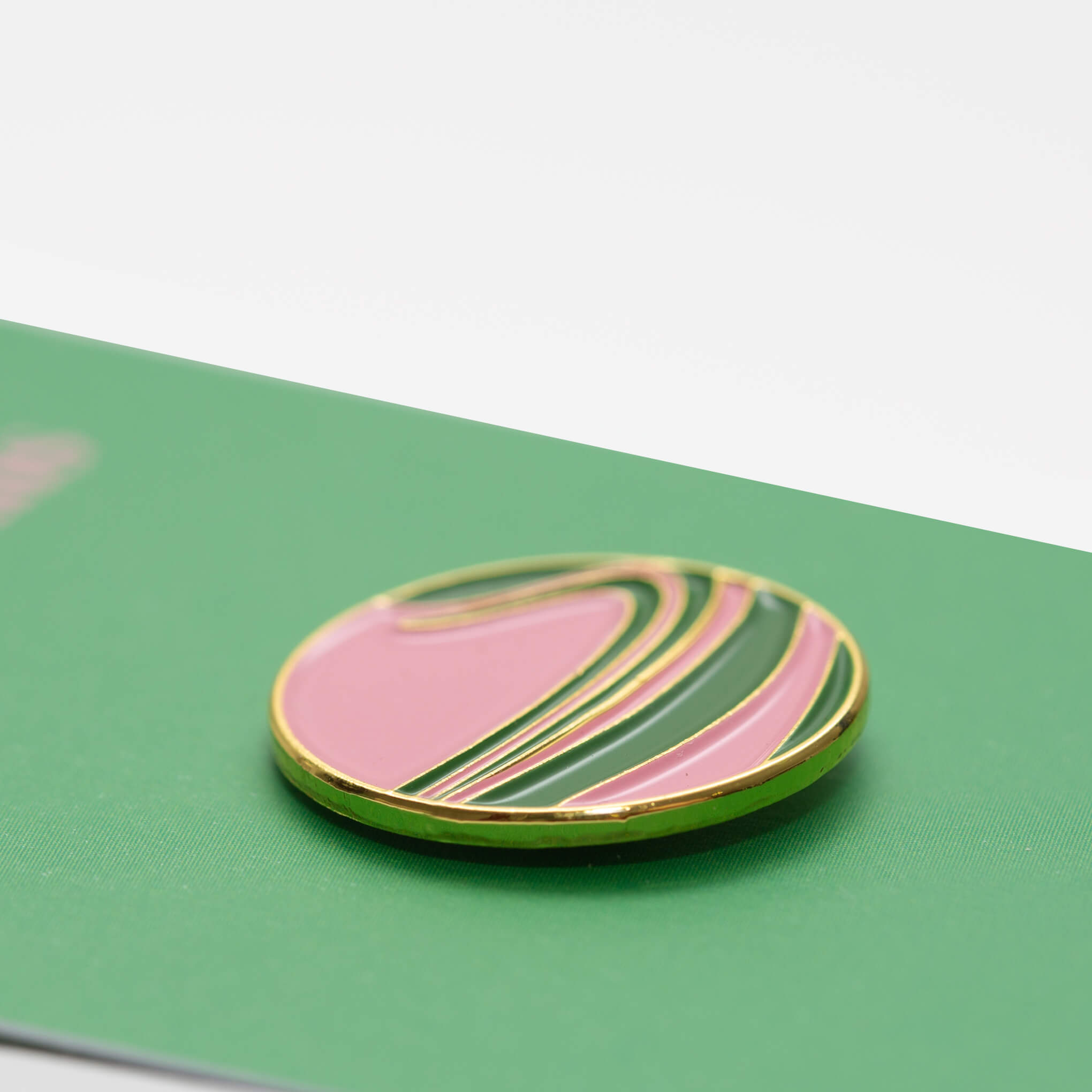 ICON: Pink & Green Swirl Pin Badge